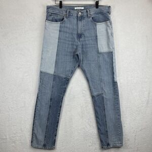 PacSun Jeans Mens 34x32 Blue Patchwork Slim Taper Tapered Leg Denim Two Tone